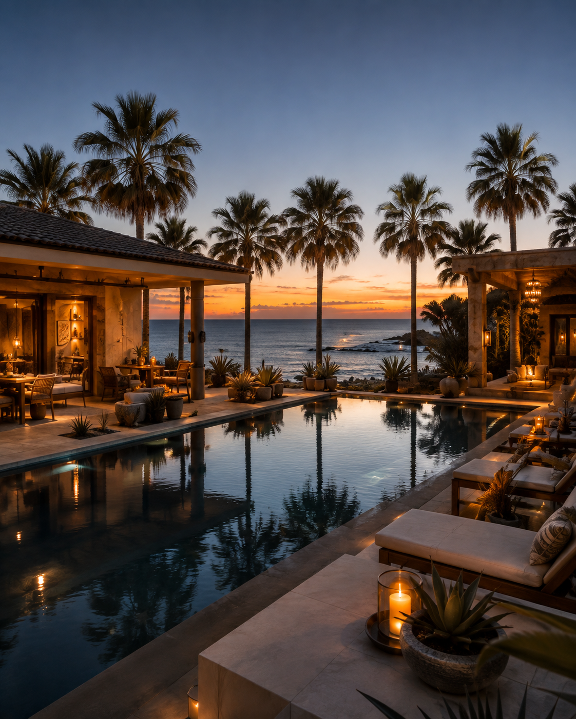 Finished coastal property with a rectangular pool