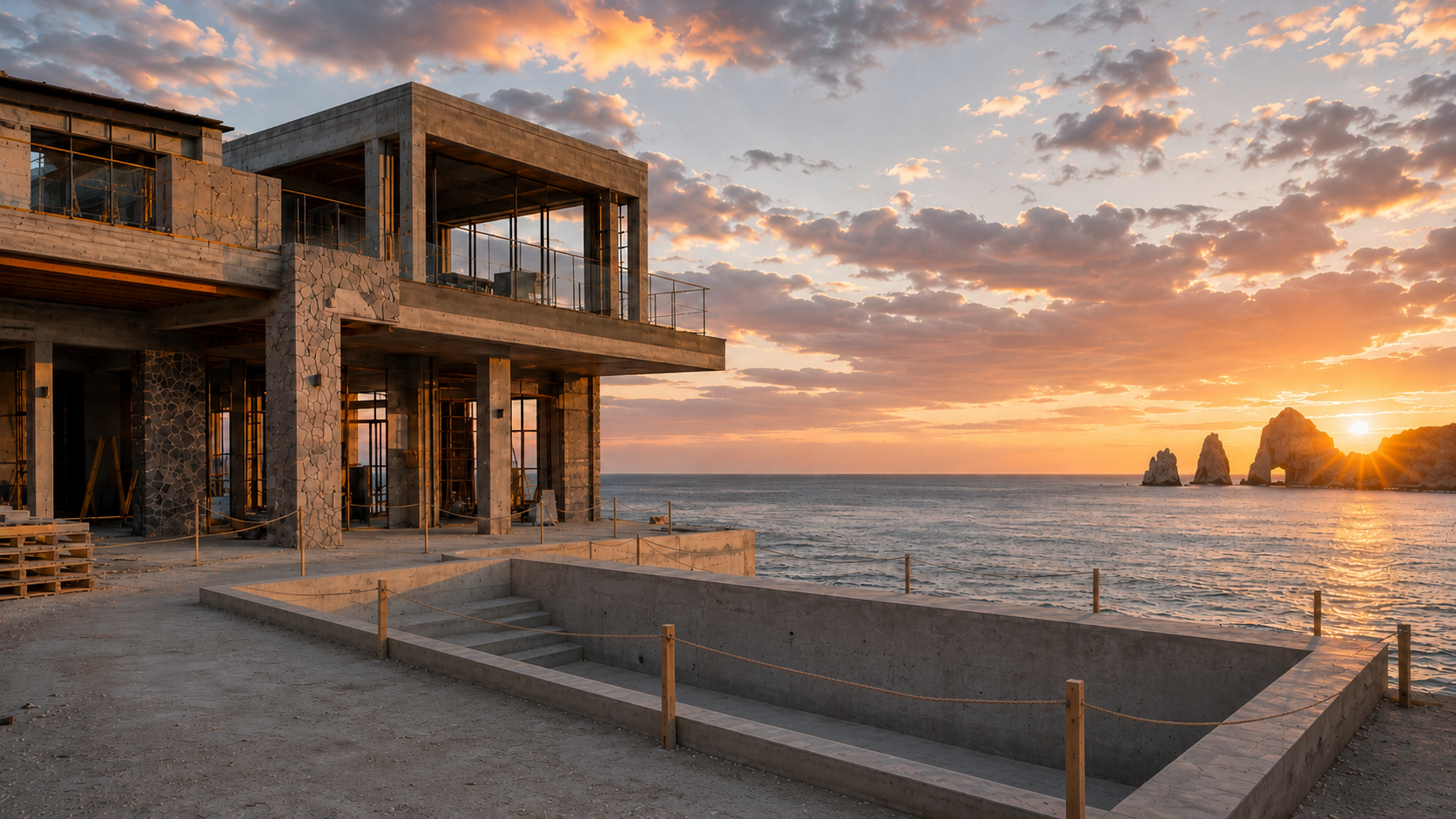 Concrete home under construction in Baja California Sur