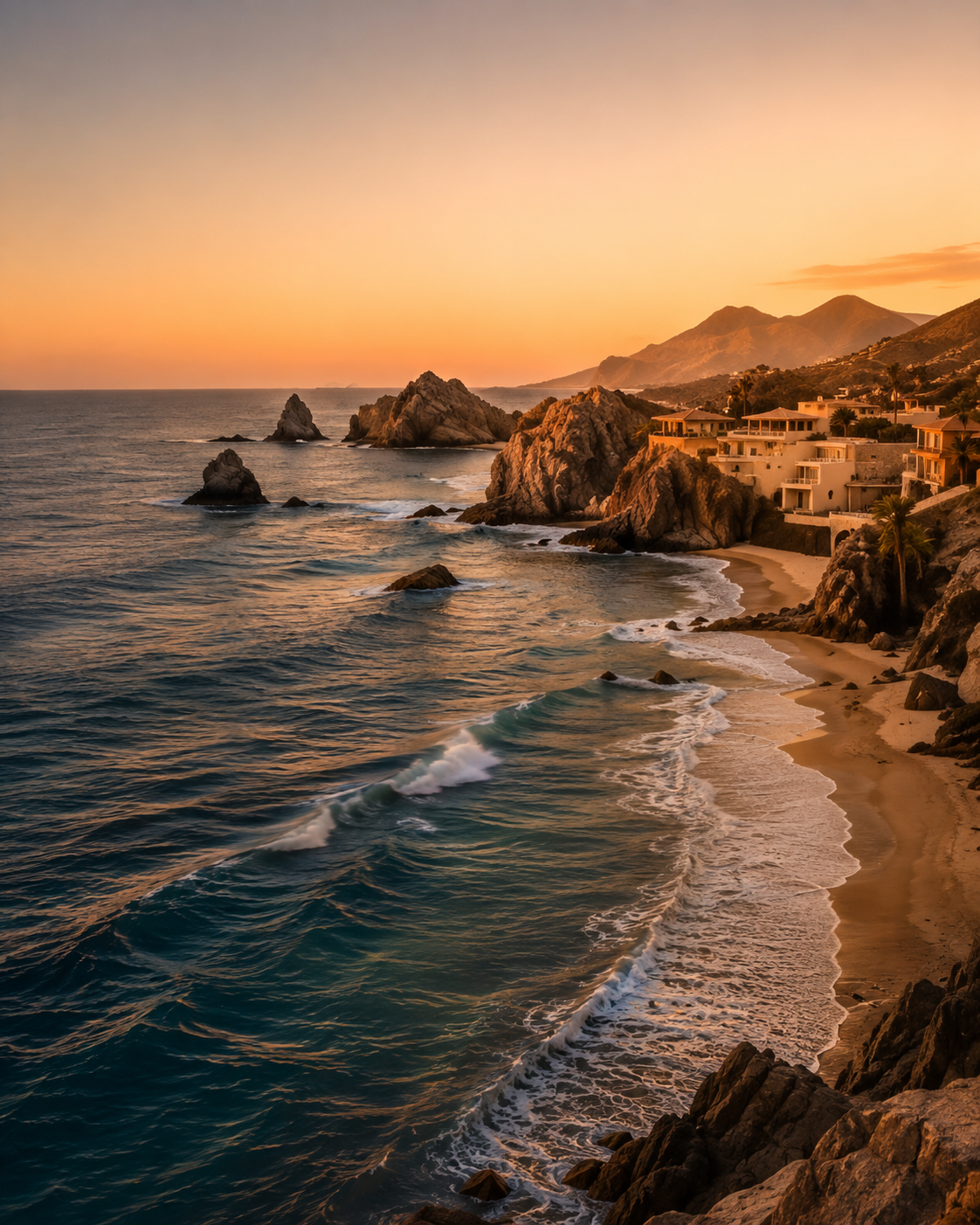 Coastal Baja landscape at golden hour